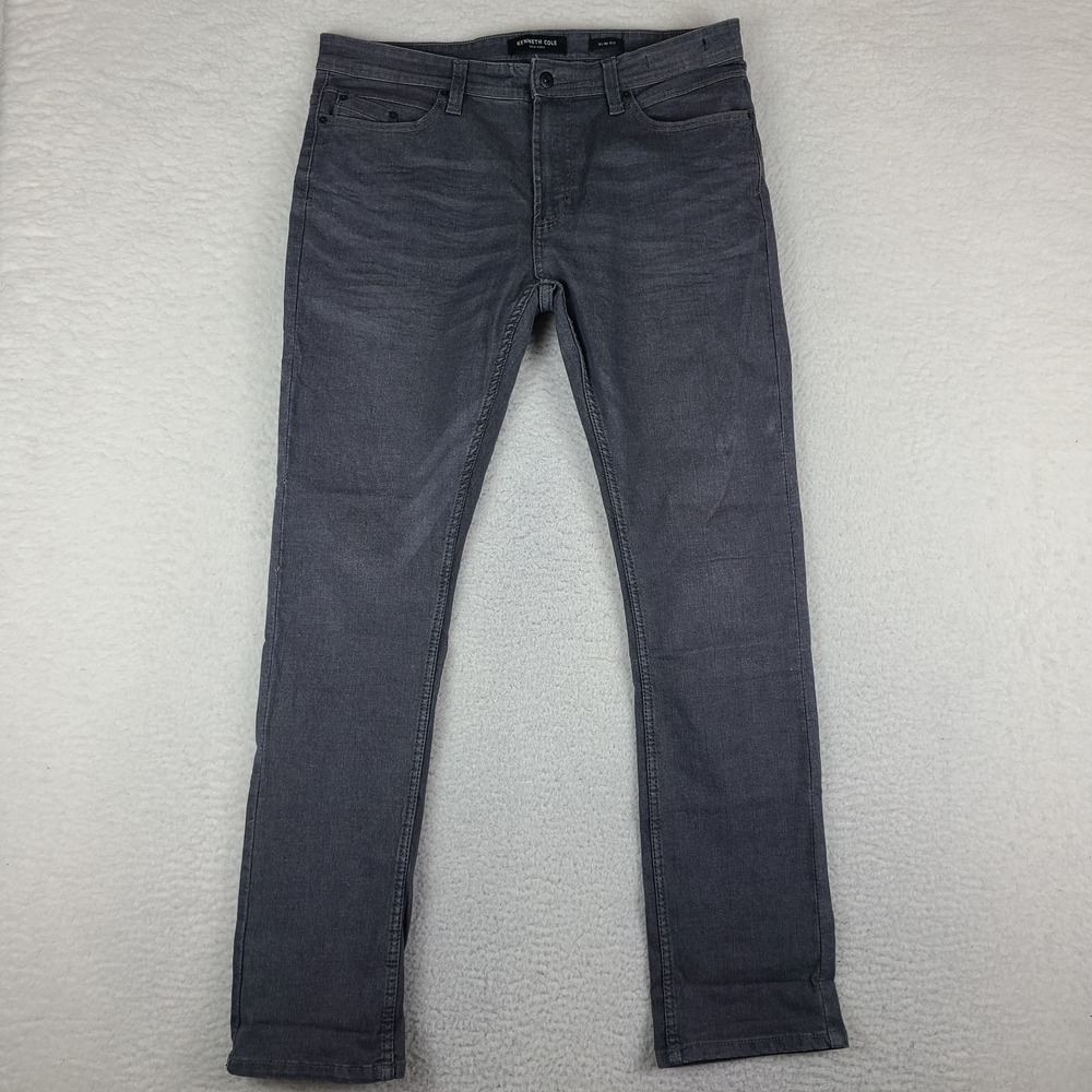 Kenneth Cole‎ Jeans Mens 34x32 Gray Slim Fit Dark Wash Denim